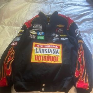 Louisiana hot sauce biker jacket.